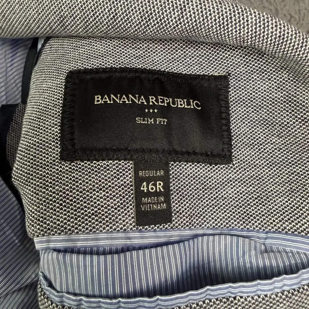 Banana Republic Unstructured Slim Fit Blazer Sports Coat Mens 46R Gray Knit